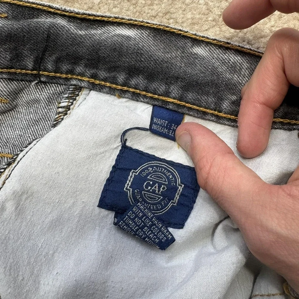 Vtg 80s Gap Jeans 32x30.5 Gray Relaxed Tapered Acid Wash Button Fly Denim Pants